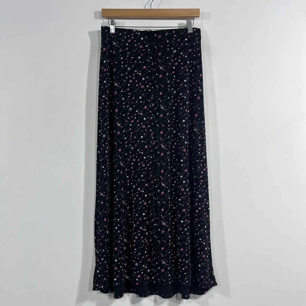 VTG Briggs Fairy Grunge Boho Dark Floral Maxi Skirt Medium Whimsigoth Witchy